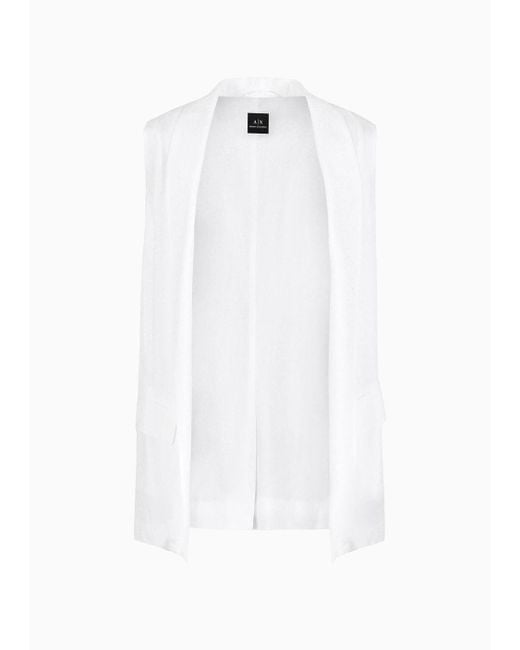 Armani Exchange White Single-breasted Waistcoat In Satin Jacquard Fabric