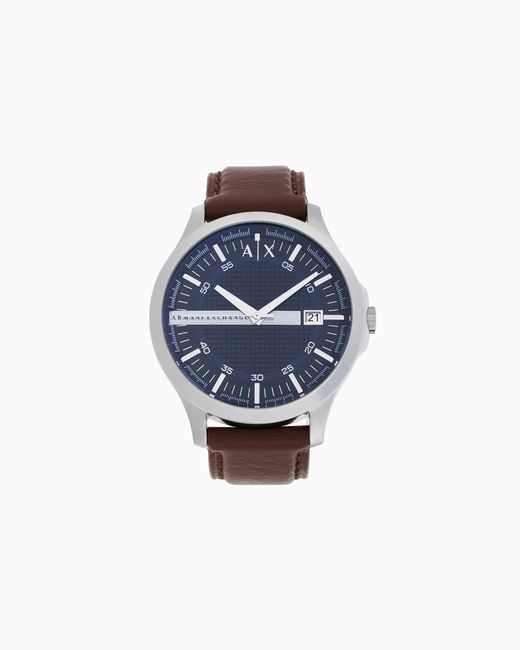 Reloj De Tres Agujas Con Correa De Piel ARMANI EXCHANGE de hombre de color Blue
