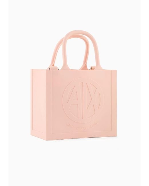 Armani Exchange Pink Milky Bag With Embossed Logo In Recycled Material