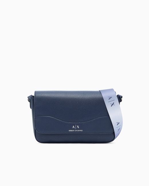 ARMANI EXCHANGE Blue Allover Logo Shoulder Bag