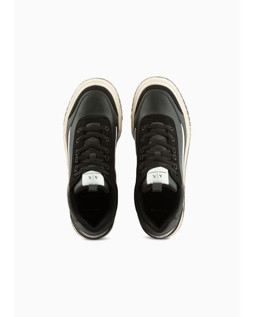 Armani Exchange Black Sneakers With Maesh And Eco-nubuck Inserts for men