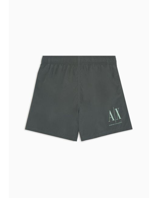 Armani Exchange Gray Icon Logo Swim Shorts for men