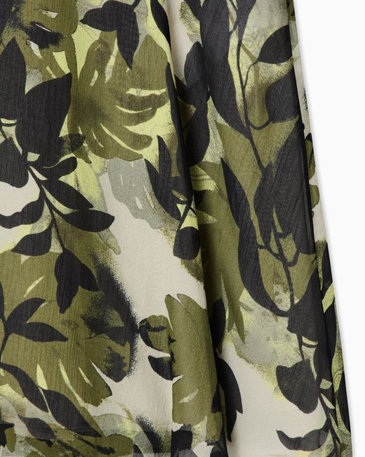 ARMANI EXCHANGE Green Printed Crinkle Viscose Ruffle Mini Skirt