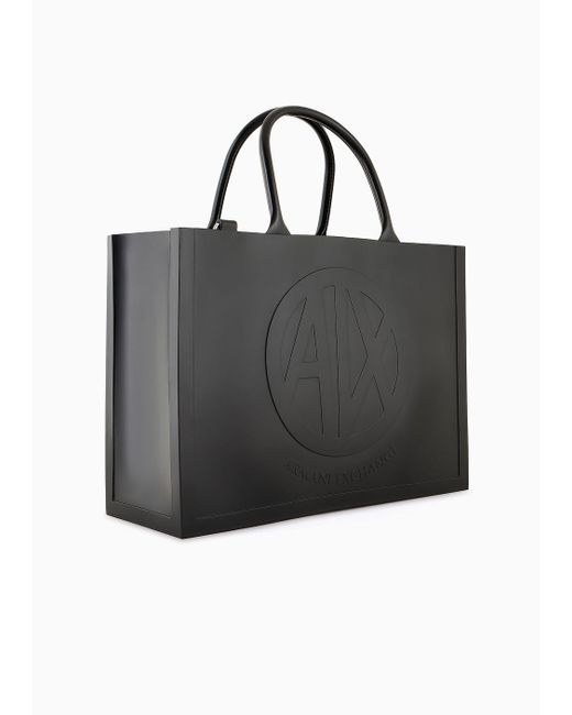 Armani Exchange Black Milky Bag With Embossed Logo In Recycled Material
