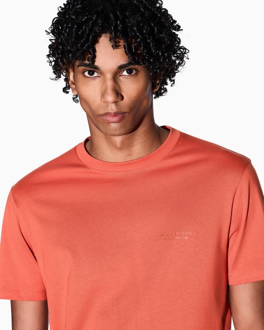 ARMANI EXCHANGE Pink Regular Fit T-Shirt With Logo for men