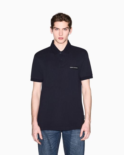 ARMANI EXCHANGE Blue Cotton Polo Shirt for men