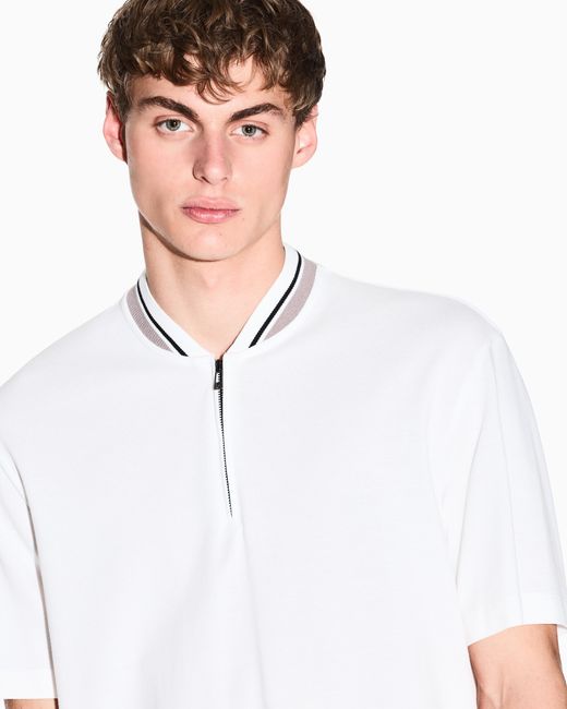 ARMANI EXCHANGE White Cotton Polo Shirt for men