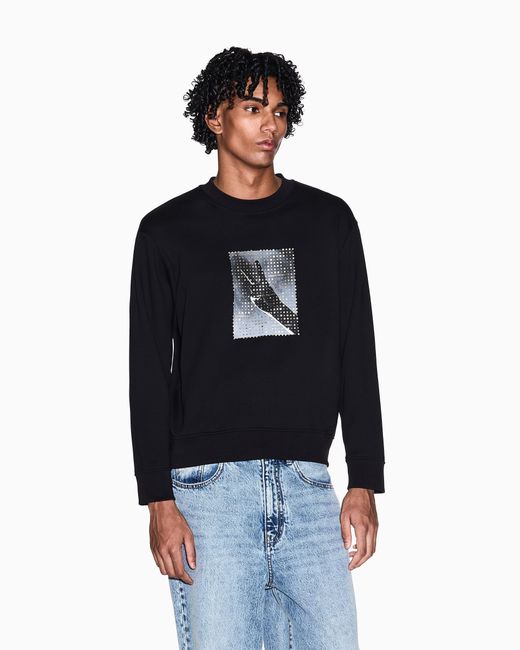 ARMANI EXCHANGE Black Cotton Sweatshirt for men