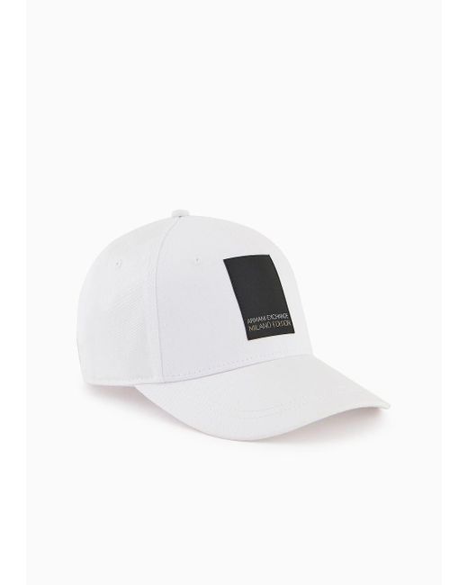 Armani Exchange White Hat With Visor And Asv Cotton Patch