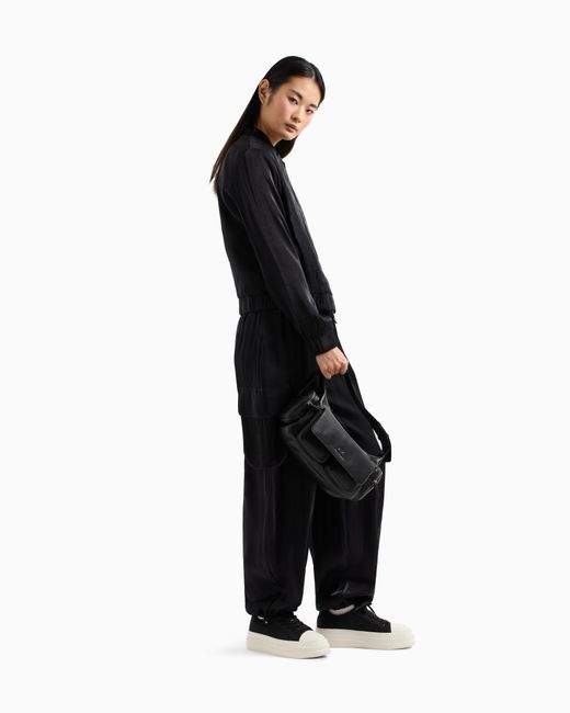 ARMANI EXCHANGE Black Large Shoulder Bag With Side Pockets