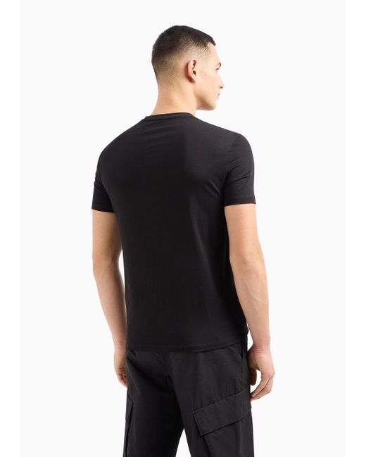 Armani Exchange Black Regular Fit T-shirt In Asv Organic Cotton With V-neck for men