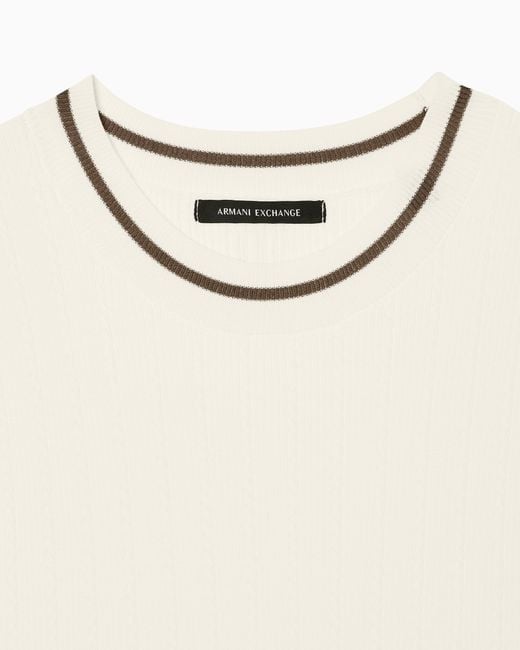 ARMANI EXCHANGE Natural Recycled Viscose V-Neck Top