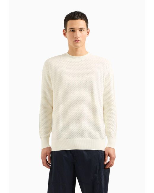 Armani Exchange White Cotton Crew-neck Sweater for men