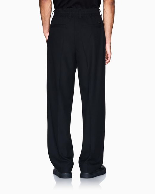 ARMANI EXCHANGE Black Pleated Trousers for men