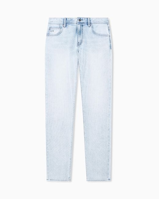 ARMANI EXCHANGE Blue Slim Fit 5 Pockets Pant Washed Cotton-Blend Denim for men