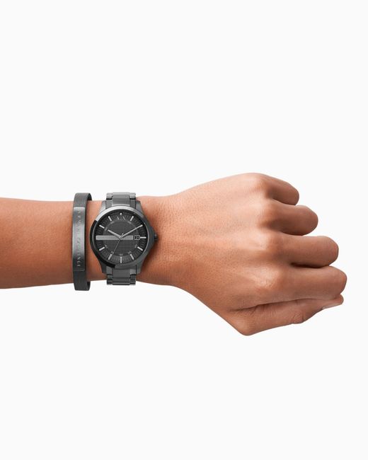Set Orologio E Bracciale di ARMANI EXCHANGE in Black da Uomo
