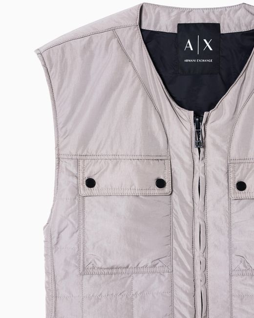 ARMANI EXCHANGE Gray Ultralight Padded Vest for men