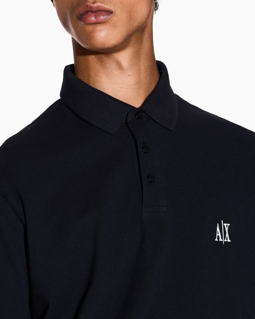 ARMANI EXCHANGE Blue Regular Fit Cotton Polo Shirt for men