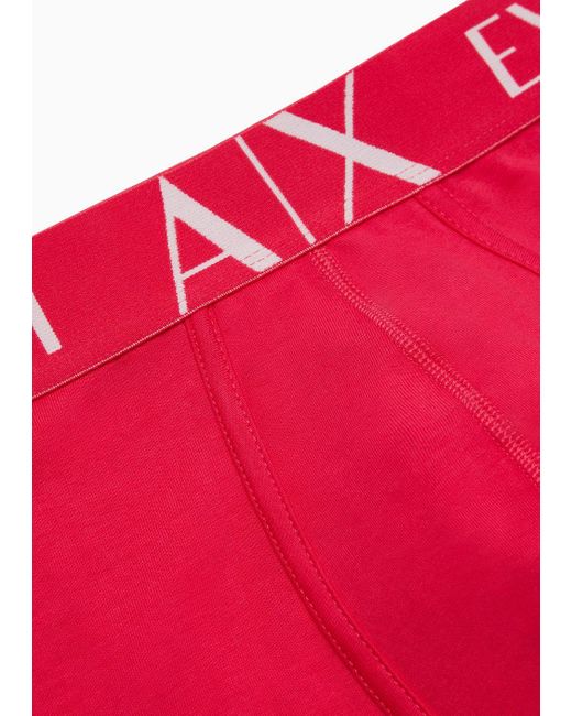 Armani Exchange Red Stretch Cotton Boxer Briefs for men