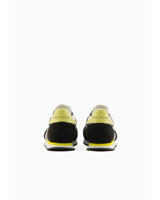 Sneakers In Eco-suede, Mesh E Nylon di Armani Exchange in Yellow da Uomo