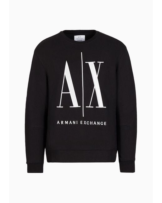 Armani Exchange Black Icon Logo Crew Neck Sweatshirt for men