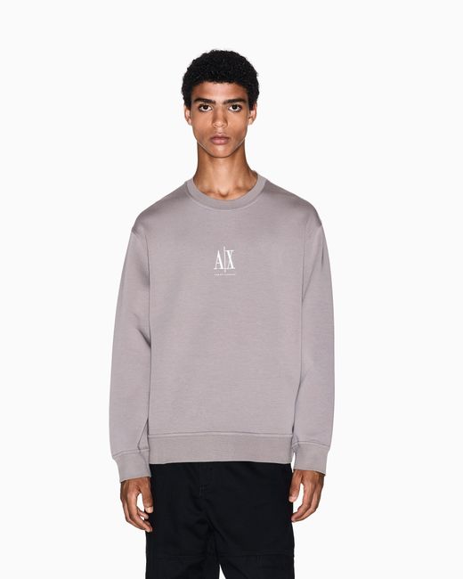 Sudadera De Algodón Elástico Con Cuello Redondo Icon ARMANI EXCHANGE de hombre de color Purple