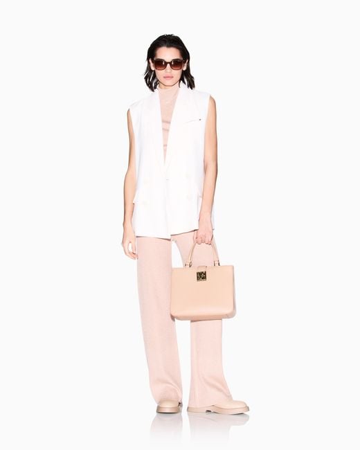 ARMANI EXCHANGE Pink High-Neck Lurex Yarn Top