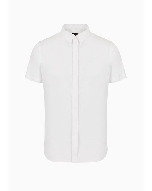 Armani Exchange White Slim Fit Stretch Cotton Shirt for men