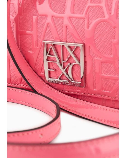 Armani Exchange Pink Embossed Crossbody Bag