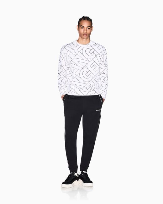 ARMANI EXCHANGE White Cotton French Terry Sweatshirt for men