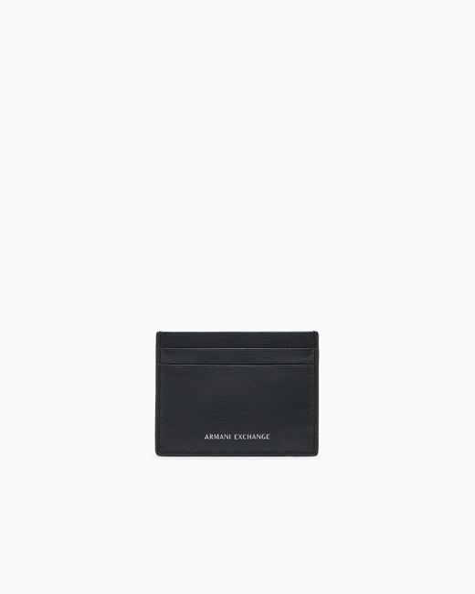 ARMANI EXCHANGE White Smooth Leather Cardholder With Multiple Slots And Logo for men