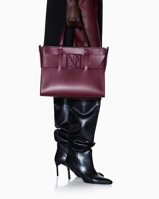 Bolso Tote Grande Con Doble Asa Y Bandolera ARMANI EXCHANGE de color Purple