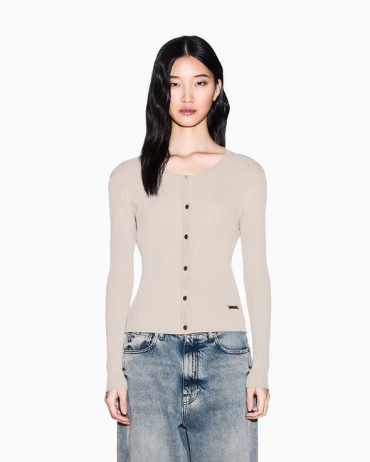 ARMANI EXCHANGE White Fitted Cardigan