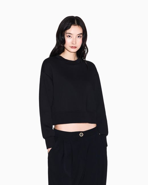 ARMANI EXCHANGE Black Bonded Stretch Cotton Sweatshirt