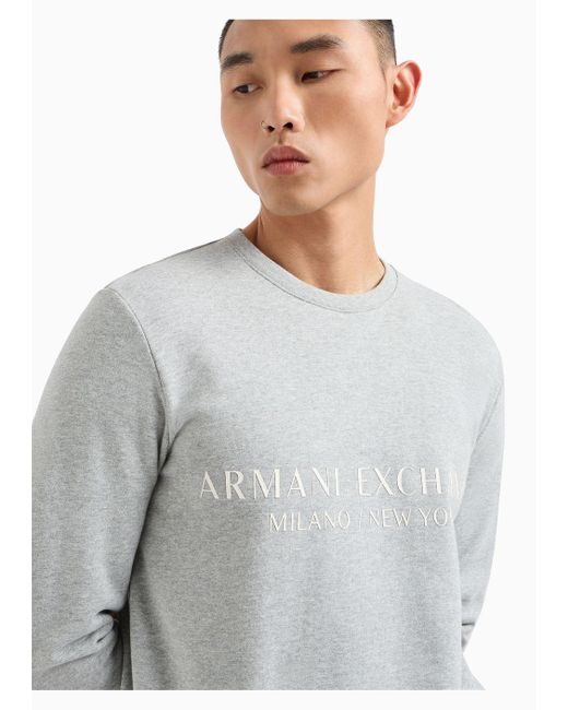 Armani Exchange Gray Milano New York Crew Neck Sweatshirt for men