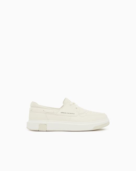 ARMANI EXCHANGE White Sneakers With Crossed Laces And Logo for men