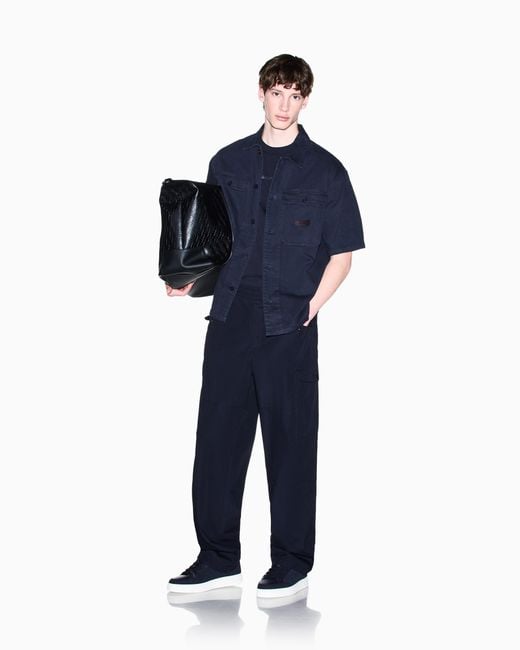 ARMANI EXCHANGE Blue Oversized T-Shirt for men