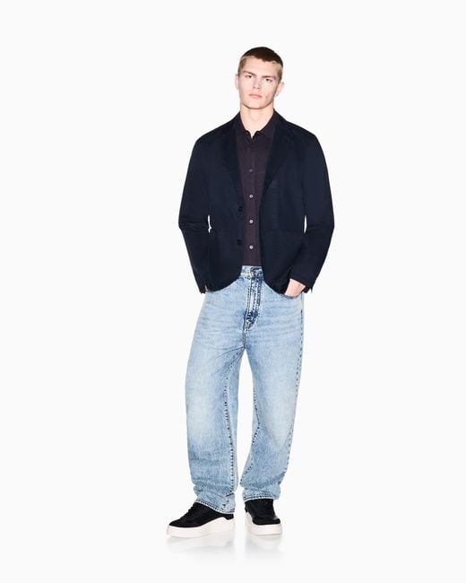ARMANI EXCHANGE Blue Cotton Twill Jacket for men