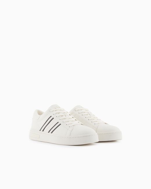 ARMANI EXCHANGE White Sneakers With Webbing And Rubber Sole for men