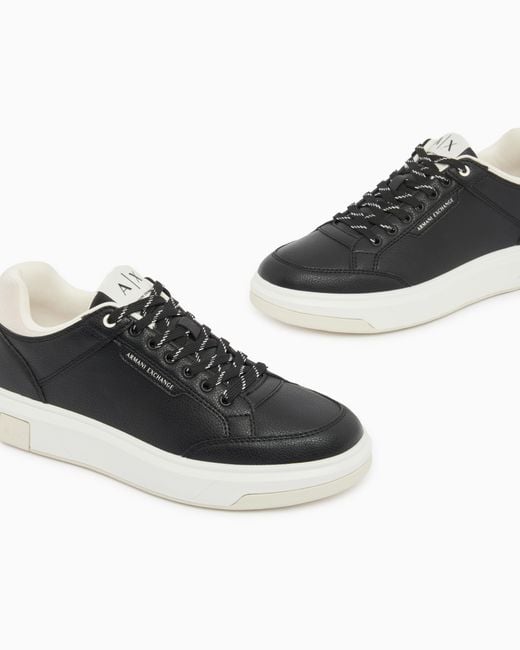 ARMANI EXCHANGE White Urban Chic Suede Sneakers for men