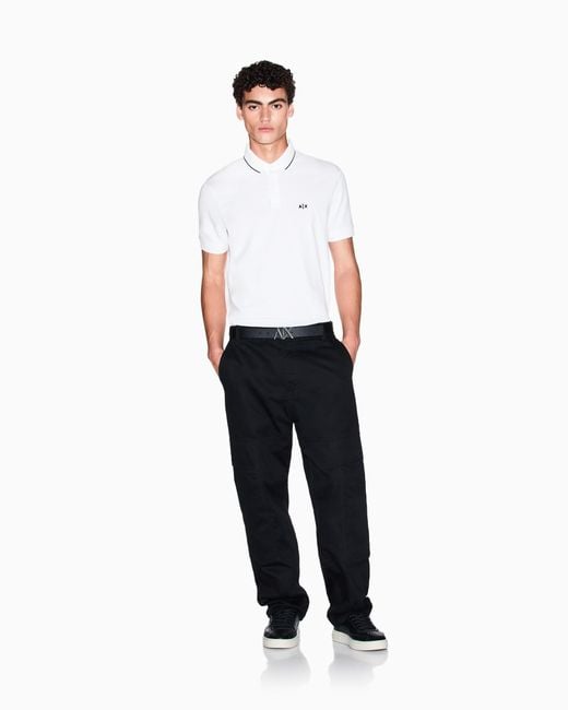 ARMANI EXCHANGE White Slim-Fit Stretch Cotton Jersey Polo Shirt Essential for men