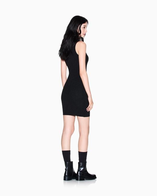 ARMANI EXCHANGE Black High-Neck Midi Dress