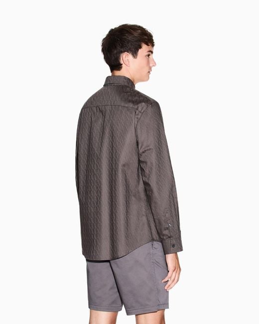 Chemise En Jacquard De Coton Coupe Régulière ARMANI EXCHANGE pour homme en coloris Brown