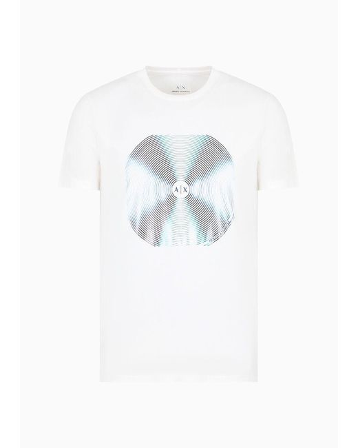 T-shirt Slim Fit In Jersey Stretch Con Stampa Astratta di Armani Exchange in White da Uomo