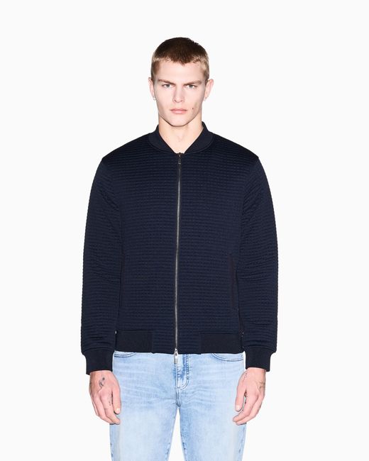 ARMANI EXCHANGE Blue Stretch Bomber Jacket for men