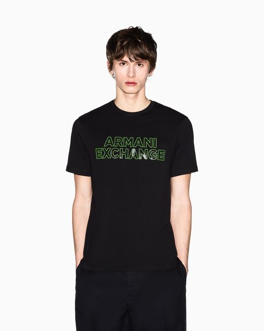 ARMANI EXCHANGE Black Slim Fit Cotton T-Shirt for men