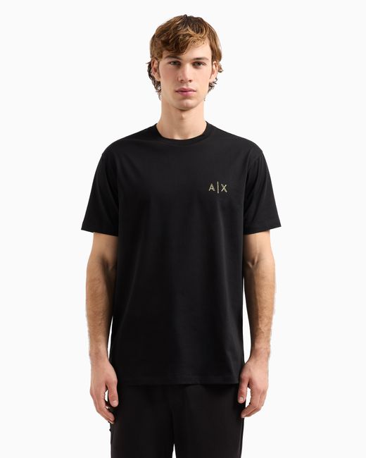 ARMANI EXCHANGE Black Regular Fit T-Shirt With Blurred Logo Effect for men