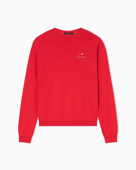 ARMANI EXCHANGE Red Recycled Viscose Sweater With Horse Embroidery