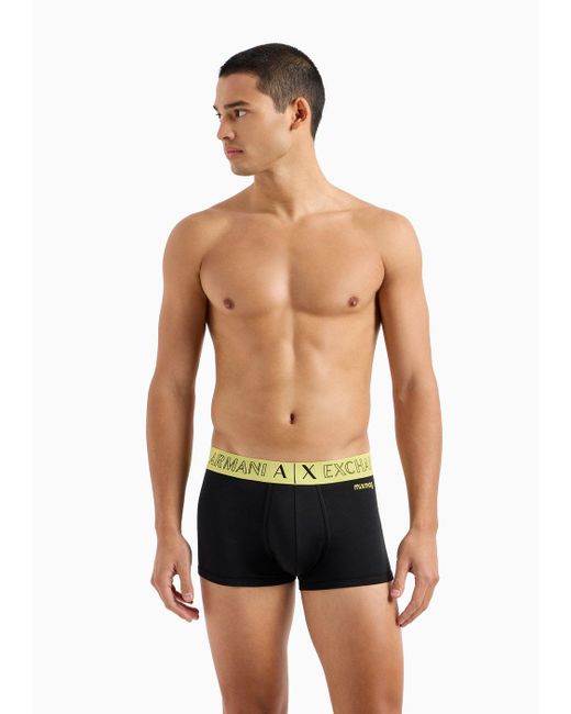 Armani Exchange Black Boxer With Contrasting Band In Asv Organic Fabric for men