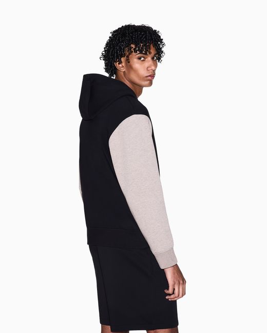 ARMANI EXCHANGE Blue Bonded Stretch Cotton Zip-Up Sweatshirt for men